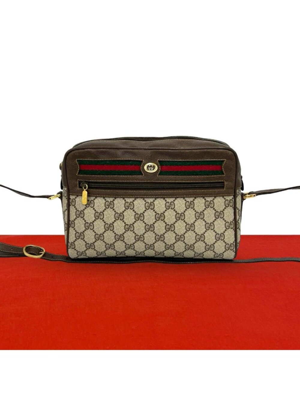 Gucci Vintage Sherry Line GG Logo Pattern Leather Shoulder Bag Crossbody